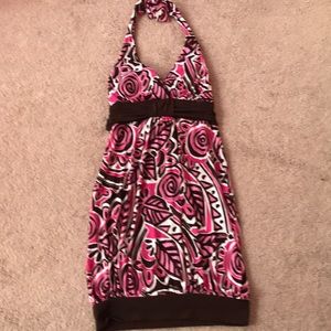 Short halter dress pink, white,brown size small